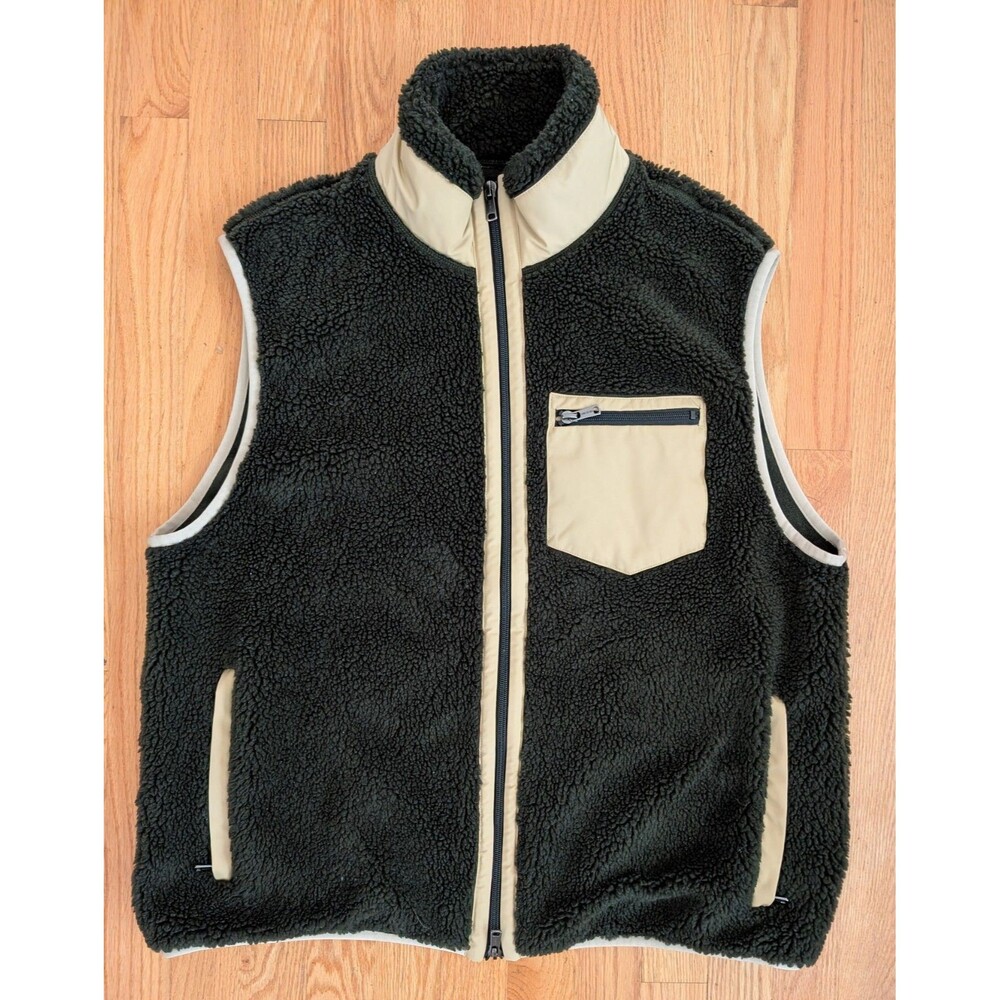 Todd Snyder Italian Recycled Fleece Vest Jacket in Olive Mens Large Full Zip